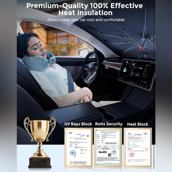 DMJN Car Umbrella Sun Shade with Nano-Ice Coating – UV Protection, Large - NWT - Picture 3 of 9